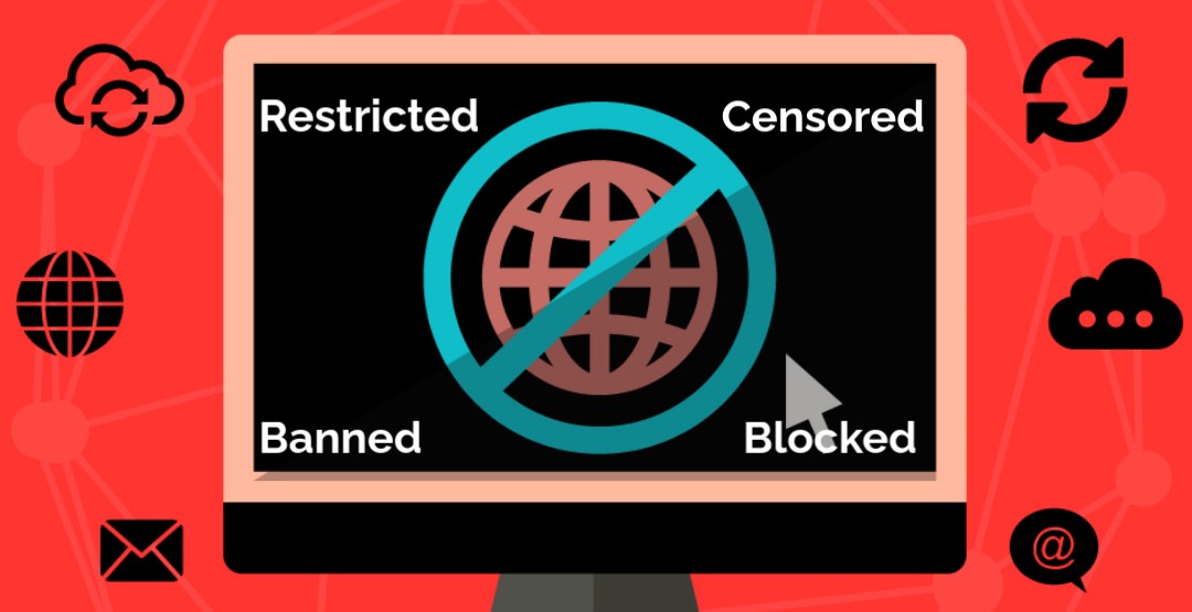 Illustrative image showing restrictions on privacy, freedom of expression, and internet anonymity